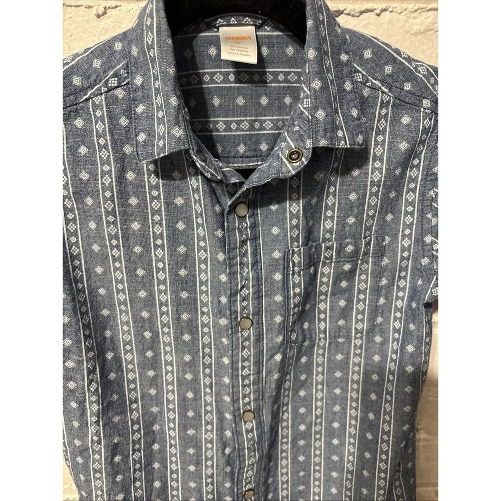 Gymboree Button Down Snap Button Chambray Shirt Size‎ 12 Boys